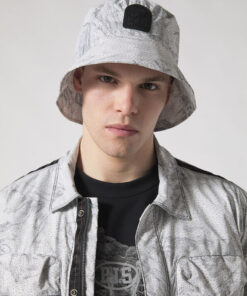 Parajumpers Wire Bucket Hat White Wireframe Print