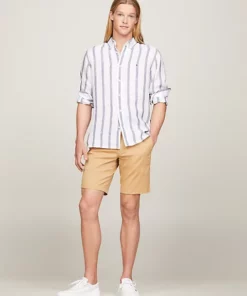 Tommy Hilfiger Linen Triple Stripe Shirt Optic White/Dark Navy