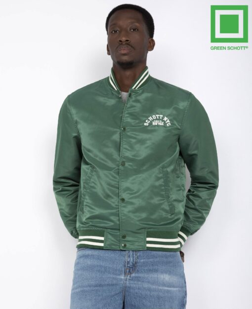 Schott Princeton Nylon Varsity Jacket Green