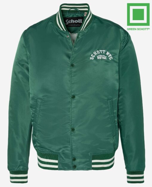 Schott Princeton Nylon Varsity Jacket Green