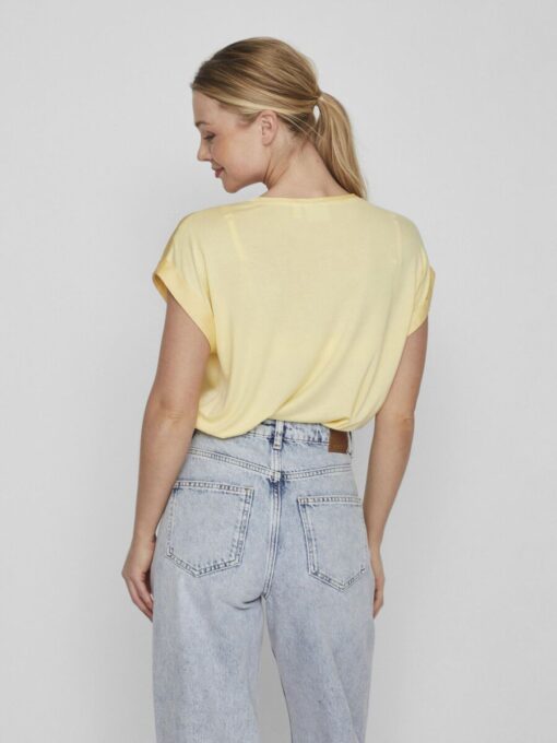 Vila Ellette Satin V- Neck Top Gilden Haze