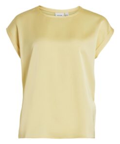 Vila Ellette Satin V- Neck Top Gilden Haze