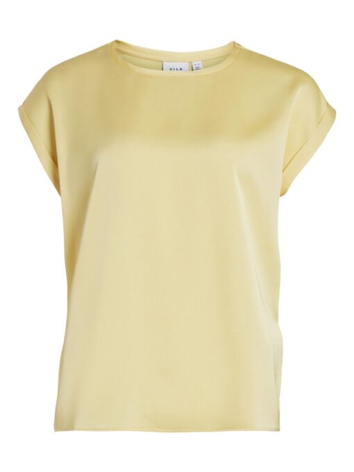 Vila Ellette Satin V- Neck Top Gilden Haze
