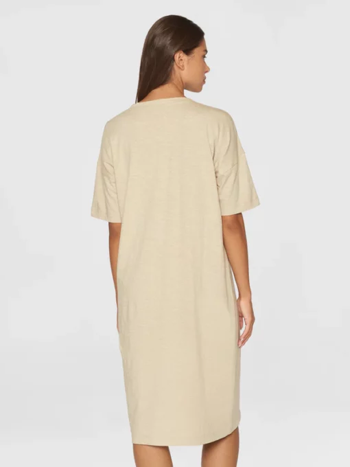 Knowledge Cotton Apparel Loose Fit MIdi Boat Neck Dress Light Feather Gray