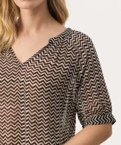 Part Two Popsy Blouse Small Black Zig Zag Print