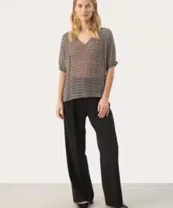 Part Two Popsy Blouse Small Black Zig Zag Print