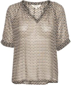 Part Two Popsy Blouse Small Black Zig Zag Print
