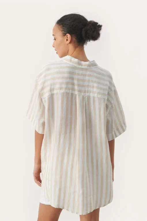 Part Two Garinen Linen Shirt White Pepper Stripe