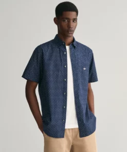 Gant Micro Print SS Shirt Marine