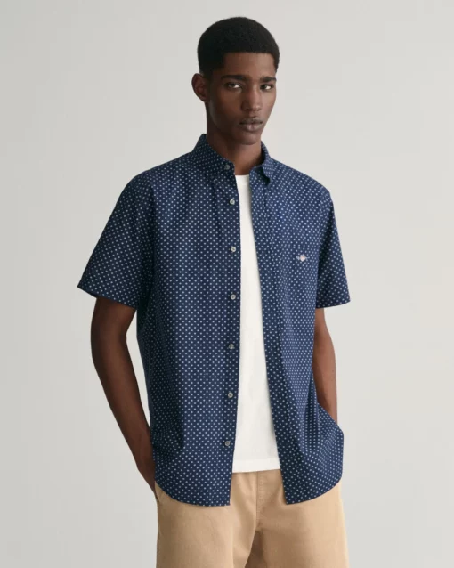 Gant Micro Print SS Shirt Marine