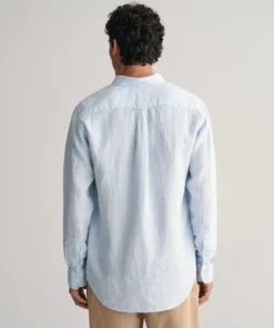 Gant Regular Linen Stripe Shirt Capri Blue