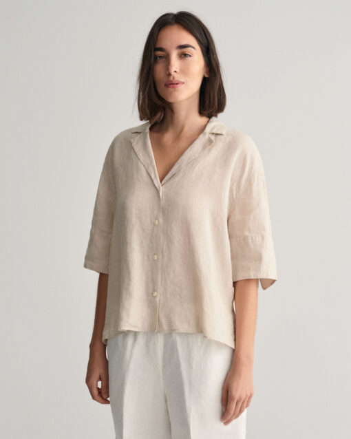 Gant Woman Linen Shirt Dry Sand
