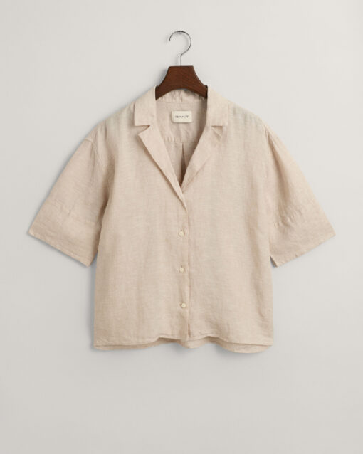 Gant Woman Linen Shirt Dry Sand