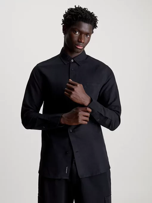 Calvin Klein Linen Shirt Black