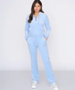 Juicy Couture Classic Velour Robertson Zip Hoodie Powder Blue