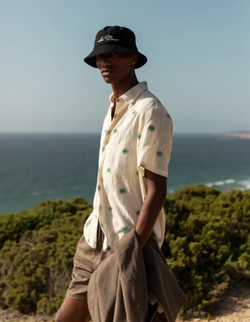 Les Deux Ira SS Shirt Ivory/Vintage Green