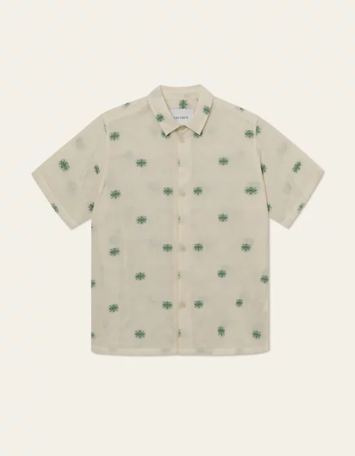 Les Deux Ira SS Shirt Ivory/Vintage Green