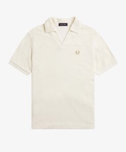 Fred Perry Open Collar Towelling Polo Shirt Ecru