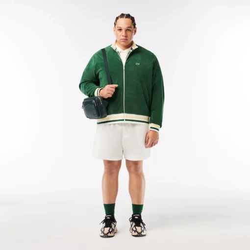 Lacoste Paris Zipped High Neck Terry Sweatshirt Pine Green
