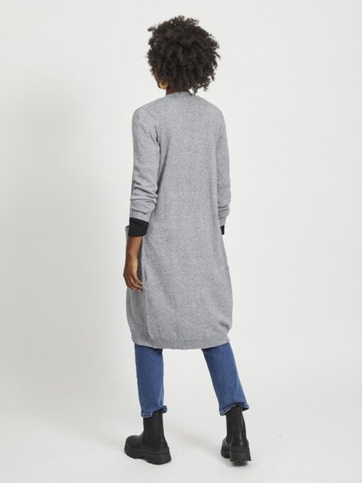 Vila Ril Long Knit Cardigan Medium Grey Melange