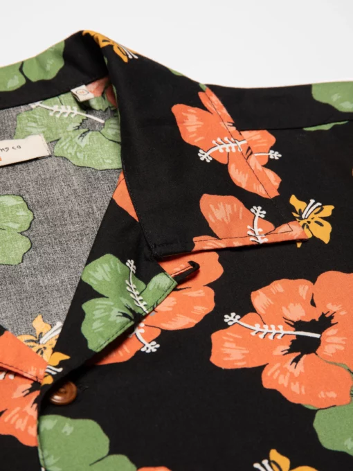 Nudie Jeans Arvid Flower Hawaii Shirt Black