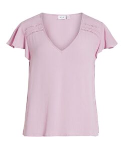 Vila Mesa Tape Detail Top Pastel Lavender