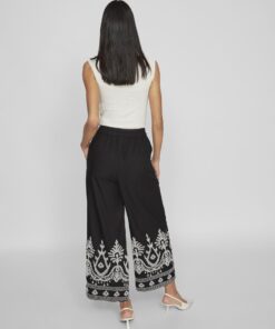 Vila Winnie Alethea Cropped Embro Pants Black