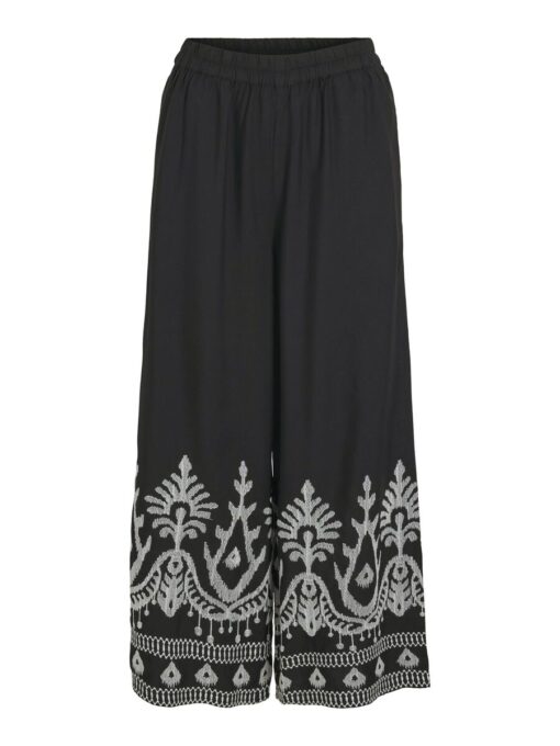 Vila Winnie Alethea Cropped Embro Pants Black