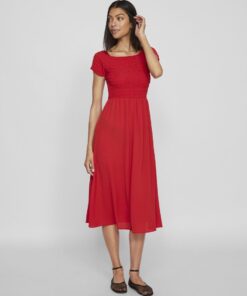 Vila Rita Smock Dress Mars Red