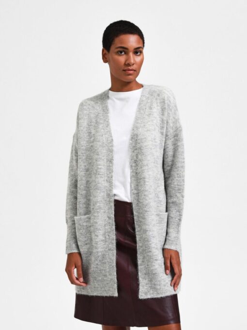 Selected Femme New Lulu Long Cardigan Light Grey Melange