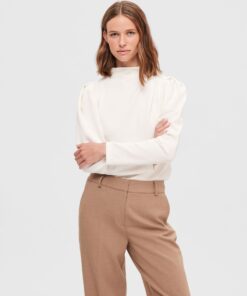 Selected Femme Fenja T-Neck Top Snow White