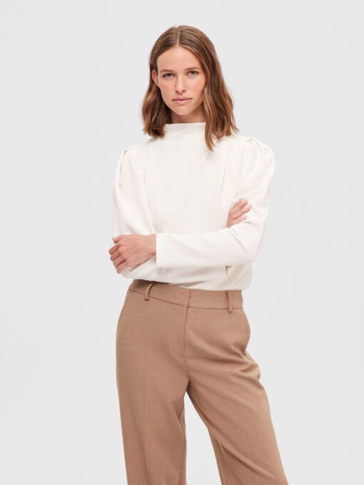 Selected Femme Fenja T-Neck Top Snow White