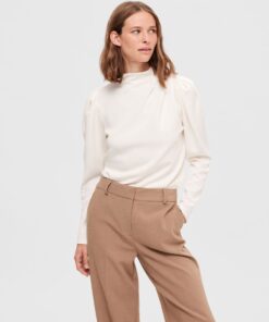 Selected Femme Fenja T-Neck Top Snow White