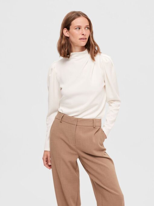Selected Femme Fenja T-Neck Top Snow White