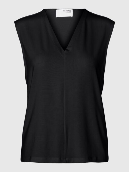 Selected Femme Berta Bellis V-Neck Top Black