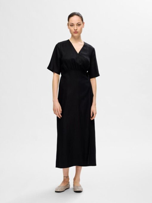 Selected Femme Allesandra 2/4 Ankle Wrap Dress Black