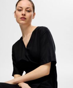 Selected Femme Allesandra 2/4 Ankle Wrap Dress Black