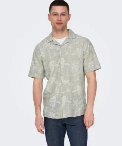 Only & Sons Caiden Life Resort Linen Shirt Grey