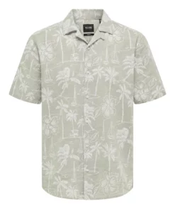 Only & Sons Caiden Life Resort Linen Shirt Grey