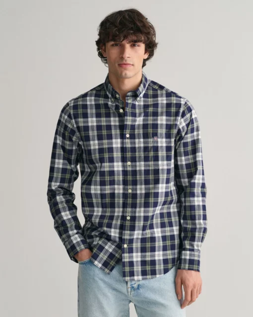 Gant Regular Poplin Check Shirt Classic Blue