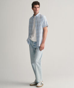 Gant Regular Fit Poplin Check Shirt Fresh Blue