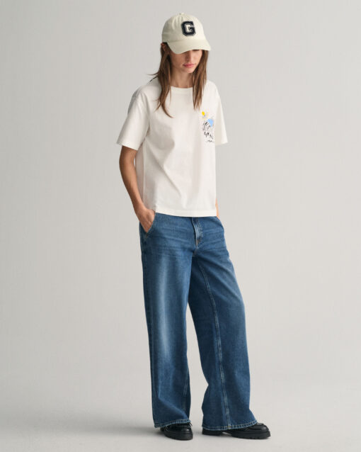 Gant Woman Low Wide Leg Jeans Mid Blue Vintage
