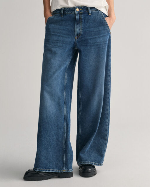 Gant Woman Low Wide Leg Jeans Mid Blue Vintage