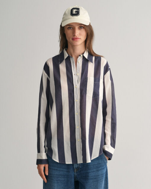 Gant Woman Parasol Striped Shirt Evening Blue