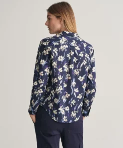 Gant Woman Floral Print Blouse Evening Blue