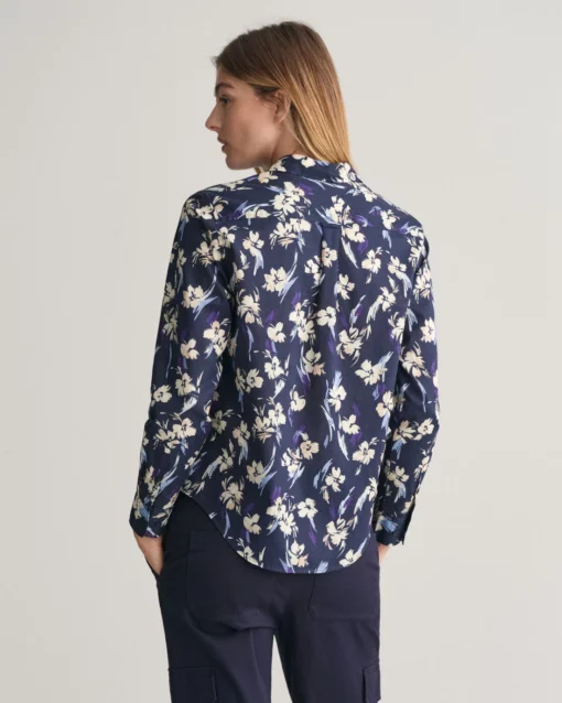Gant Woman Floral Print Blouse Evening Blue