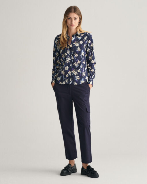 Gant Woman Floral Print Blouse Evening Blue
