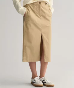 Gant Woman Chino Slit Skirt Dark Khaki