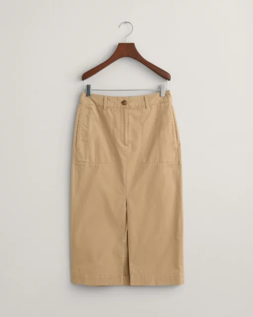 Gant Woman Chino Slit Skirt Dark Khaki