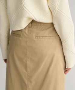 Gant Woman Chino Slit Skirt Dark Khaki